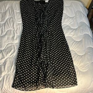 Olivia Matthers Polka Dot Black midi Dress Size 6
